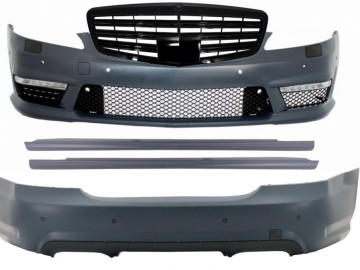 Body Kit suitable for Mercedes W221 (2005-2011) S65 Design with Central Grille Piano Black and Side Skirts