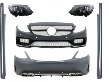 Body Kit with Full LED Headlights suitable for Mercedes C-Class W205 Sedan (2014-2018) C63 Design