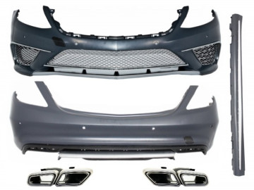 Body kit suitable for Mercedes S-Class W222 (2013-06.2017) Bumper with Side Skirts and Exhaust Tips S63 Look LWB