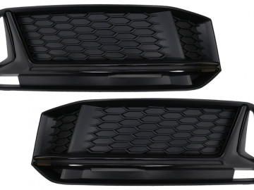 Bumper Lower Grille Side Grilles suitable for Audi A4 B9 Sedan Avant S-Line (2016-2018) RS4 Design Black Edition