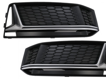 Bumper Lower Grille Side Grilles suitable for Audi A4 B9 Sedan Avant S-Line (2016-2018) RS4 Design Silver Edition