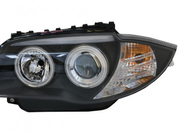 CCFL Angel Eyes Headlights suitable for BMW 1 Series E87 E81 E82 E88 (2004-2011) Black