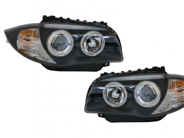 CCFL Angel Eyes Headlights suitable for BMW 1 Series E87 E81 E82 E88 (2004-2011) Black