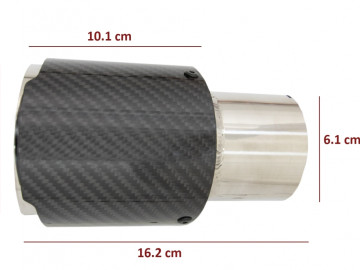 Carbon Fiber Exhaust Muffler Tips Polished Look Inlet 6.1cm