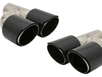 Carbon Fiber Exhaust Muffler Tips Polished Look Inlet 6.3cm