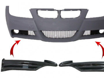 Carbon Front Splitters Spoiler suitable for BMW 3 Series E90 E91 Sedan Touring (2005-2008) only M-tech Bumper