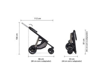 Carrinho Gêmeos Bebecar Dupla Compact Bege