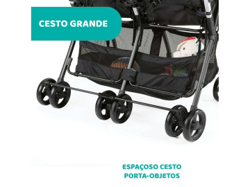 Carrinho Passeio Gêmeos Chicco Ohlala Twin Black Night 