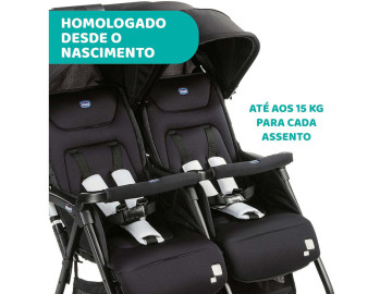 Carrinho Passeio Gêmeos Chicco Ohlala Twin Black Night 