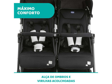 Carrinho Passeio Gêmeos Chicco Ohlala Twin Black Night 