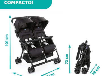 Carrinho Passeio Gêmeos Chicco Ohlala Twin Black Night 