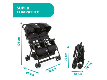 Carrinho Passeio Gêmeos Chicco Ohlala Twin Black Night