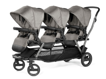 Carrinho Passeio Trigêmeos Peg Perego Triplette City Grey