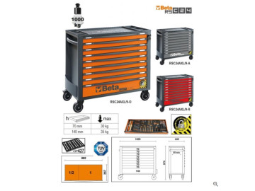 Carro Com 9 Gavetas, Com Sistema Anti-Inclinação, Modelo Longo - Beta RSC24AXL/9-O