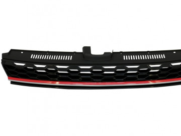 Central Badgeless Grille suitable for VW Golf 7.5 VII Facelift (2017-up) GTI Design Red And Chrome