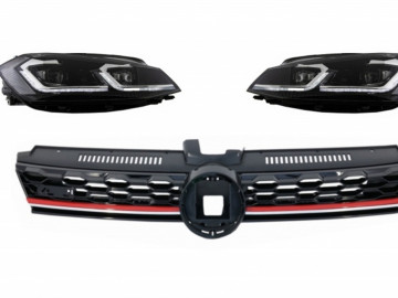 Central Badgeless Grille suitable for VW Golf 7.5 VII Facelift (2017-up) with LED Headlights Bi-Xenon Sequential Dynamic Turning Lights GTI Design