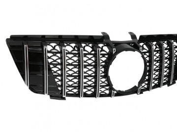 Central Front Grille suitable for Mercedes ML W164 (2005-2008) GT-R Panamericana Design Black Chrome