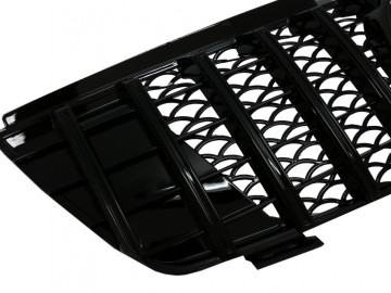 Central Front Grille suitable for Mercedes ML W164 (2005-2008) GT-R Panamericana Design Piano Black