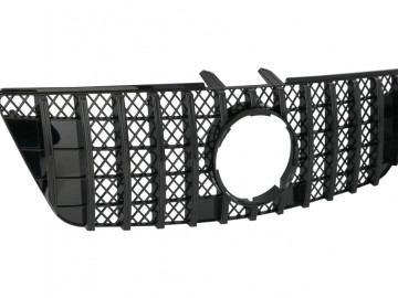 Central Front Grille suitable for Mercedes ML W164 Facelift (07.2008-2011) GT-R Panamericana Design Black