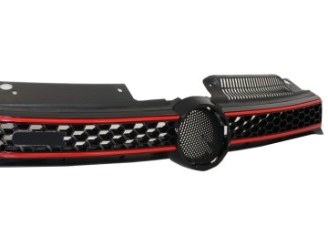 Central Grille Front Grille suitable for VW Golf 6 VI (2008-2012) with LED Headlights Flowing Dynamic Sequential Turning Lights GTI Design