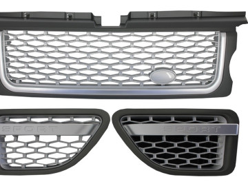 Central Grille and Side Vents Assembly suitable for Land Range Rover Sport L320 (2005-2008) Autobiography Look Silver Edition