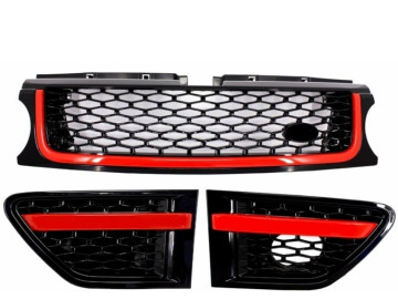 Central Grille and Side Vents Assembly suitable for Land Range Rover Sport L320 Facelift (2010-2013) Autobiography Look Black Red Edition