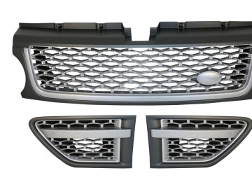 Central Grille and Side Vents Assembly suitable for Range Rover Sport Facelift (2009-2013) L320 Autobiography Look FULL Silver Edition
