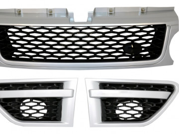 Central Grille and Side Vents Assembly suitable for Range Rover Sport Facelift (2009-2013) L320 Autobiography Look Silver Edition