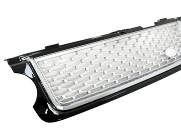 Central Grille suitable for Land Range Rover Vogue L322 III (2010-2012) Black Silver Autobiography Supercharged Edition