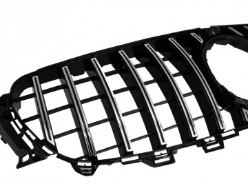 Central Grille suitable for Mercedes E-Class W213 S213 C238 A238 (2016-2019) GT-R Panamericana Design Black Chrome