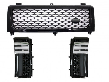 Central Grille with Side Vents Grilles suitable for Land Range Rover Vogue III L322 (2002-2005) All Black Autobiography Supercharged Edition