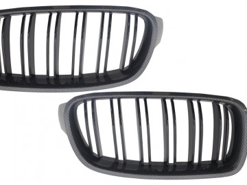 Central Grilles Kidney Carbon suitable for BMW F30 F31 Double Piano Black Stripe M Design