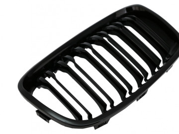 Central Grilles Kidney Grilles suitable for BMW 1 Series F20 F21 (2011-2014) Double Stripe M Design Piano Black