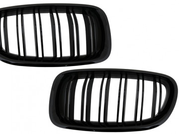 Central Grilles Kidney Grilles suitable for BMW F10 5 Series (2010-up) Double Stripe M Design Piano Black