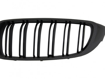 Central Grilles Kidney suitable for BMW 4 Series F32 F33 F36 (2013-03.2019) Double Stripe M Design Carbon Film Coated