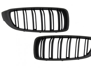 Central Grilles Kidney suitable for BMW 4 Series F32 F33 F36 (2013-03.2019) Double Stripe M Design Carbon Film Coated