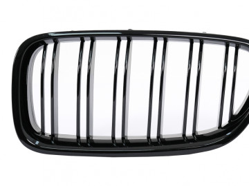 Central Grilles suitable for BMW 5 Series F10 F11 (2010-2017) Double Stripe M Design Glossy Black