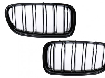 Central Grilles suitable for BMW 5 Series F10 F11 (2010-2017) Double Stripe M Design Glossy Black