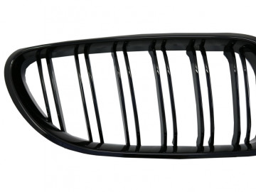 Central Kidney Grille suitable for BMW 6 Series F06 F12 F13 Gran Coupe Convertible Coupe (2012-2018) M6 Design Double Stripe Piano Black