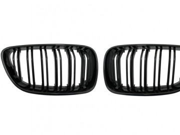 Central Kidney Grilles suitable for BMW 2 Series F22 F23 F87 (2014-up) Double Stripe M Design Piano Black