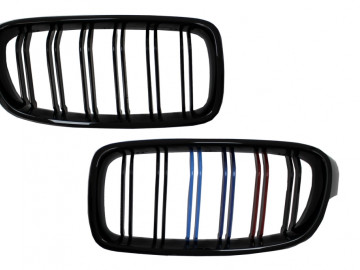 Central Kidney Grilles suitable for BMW 3 Series F30 F31 (2011-up) Piano Black 3 Color M-Power Design