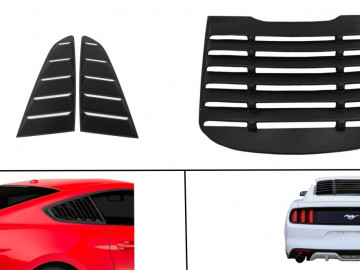 Classic Quarter Side Window Louvers suitable for FORD Mustang Mk6 VI Sixth Generation (2015-2019) with Rear Window Louvers Look Black