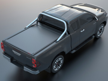 Cobertura retrátil Tessera SE em preto mate Toyota Hilux (Revo) '07-2016-> com OEM Roll bar Cabina Extra