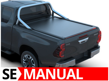 Cobertura retrátil Tessera SE em preto mate Toyota Hilux (Revo) '07-2016-> com OEM Roll bar Cabina Extra