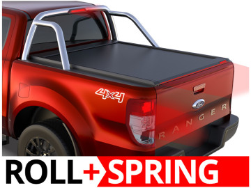 Cobertura retrátil com mola Tessera Roll+ (versão BASIC + S-KIT) em Preto Mate Ford Ranger Limited Cabine Dupla