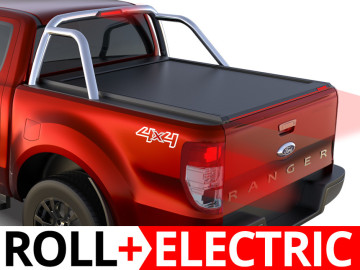 Cobertura retrátil eléctrica Tessera Roll+ (versão BASIC + E-KIT) em Preto Mate Ford Ranger Limited Cabine Dupla