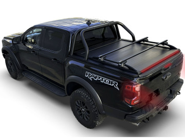 Cobertura retrátil eléctrica Tessera Roll+ (versão BASIC + E-KIT) em Preto Mate Ford Ranger (P703) 2023+ NO OEM ROLL BAR