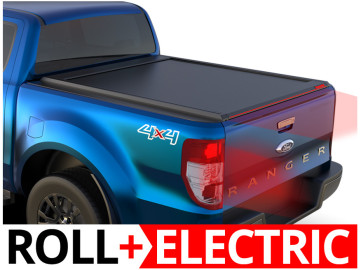 Cobertura retrátil eléctrica Tessera Roll+ (versão BASIC + E-KIT) em Preto Mate Ford Ranger XLT Cabine Dupla