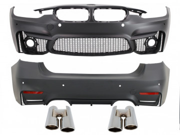 Complete Body Kit suitable for BMW 3 Series F30 (2011-2019) with Chromed Exhaust Muffler Tips EVO II M3 Design