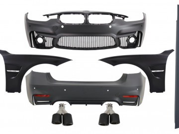 Complete Body Kit suitable for BMW 3 Series F30 (2011-2019) with Front Fenders and Exhaust Muffler Tips Carbon Fiber EVO II M3 CS Design